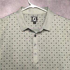 FootJoy Mens Golf Polo Shirt size XXL Gray Poly Stretch Dot Geo Pattern FJ